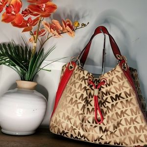 EUC Michael Kors Large Jet Set Large Gathered Logo Tote